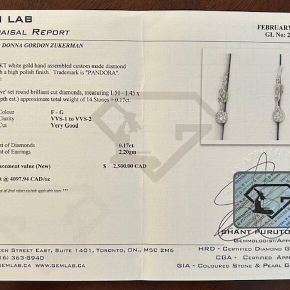 Diamond earrings 18KT White Gold - Picture 4 of 4